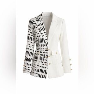 Women's Black and White Blazer